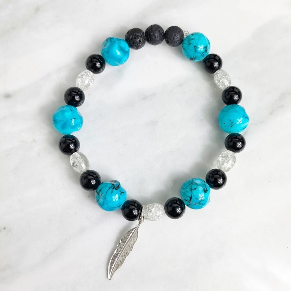 Aromatherapy Lava Stone Handmade Beaded Bracelet - Picture 4 of 6